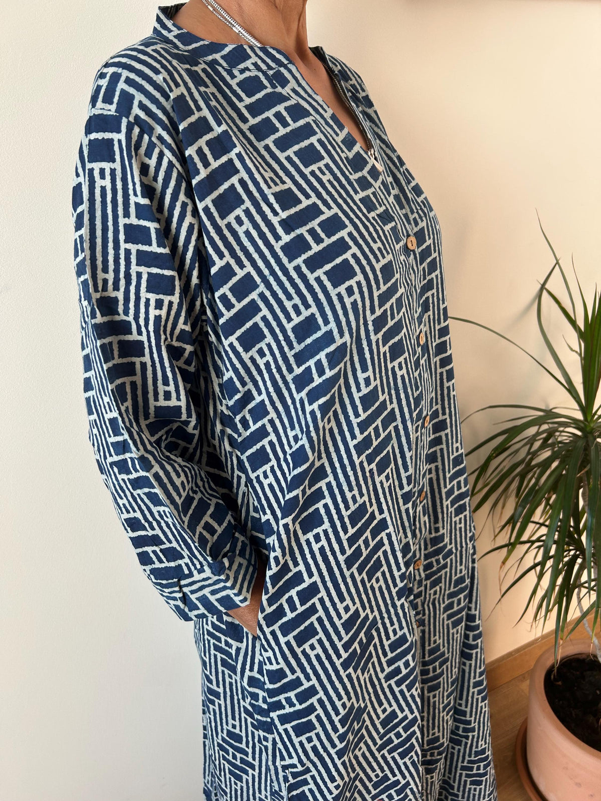 Indigo collar fish cotton kaftan,caftan, resort wear,loungewear,gifts for her,boho dress,a line dress,block print dress