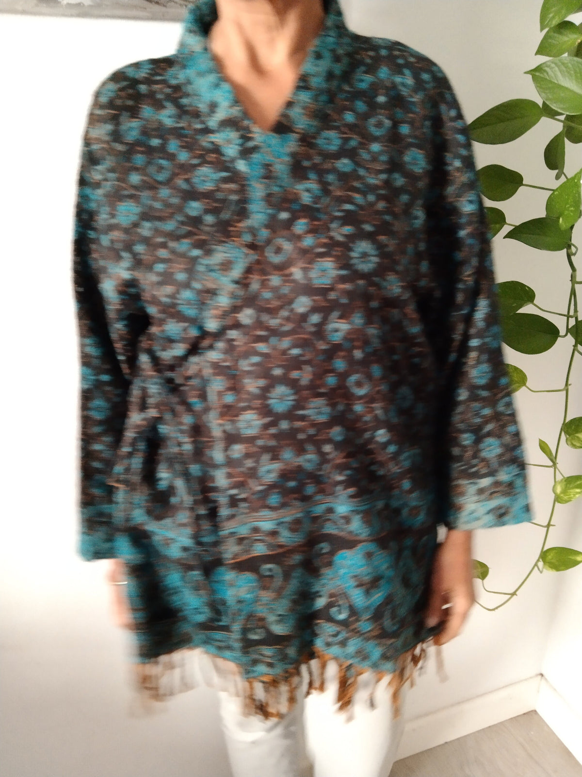 Wool wrap around robe,wool tunic,wool cover up,wool jackets,gifts for her, Christmas gift,boho jacket