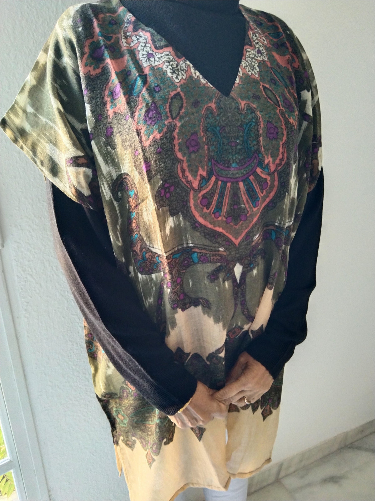 Thin wool layering tunic,wool kaftan