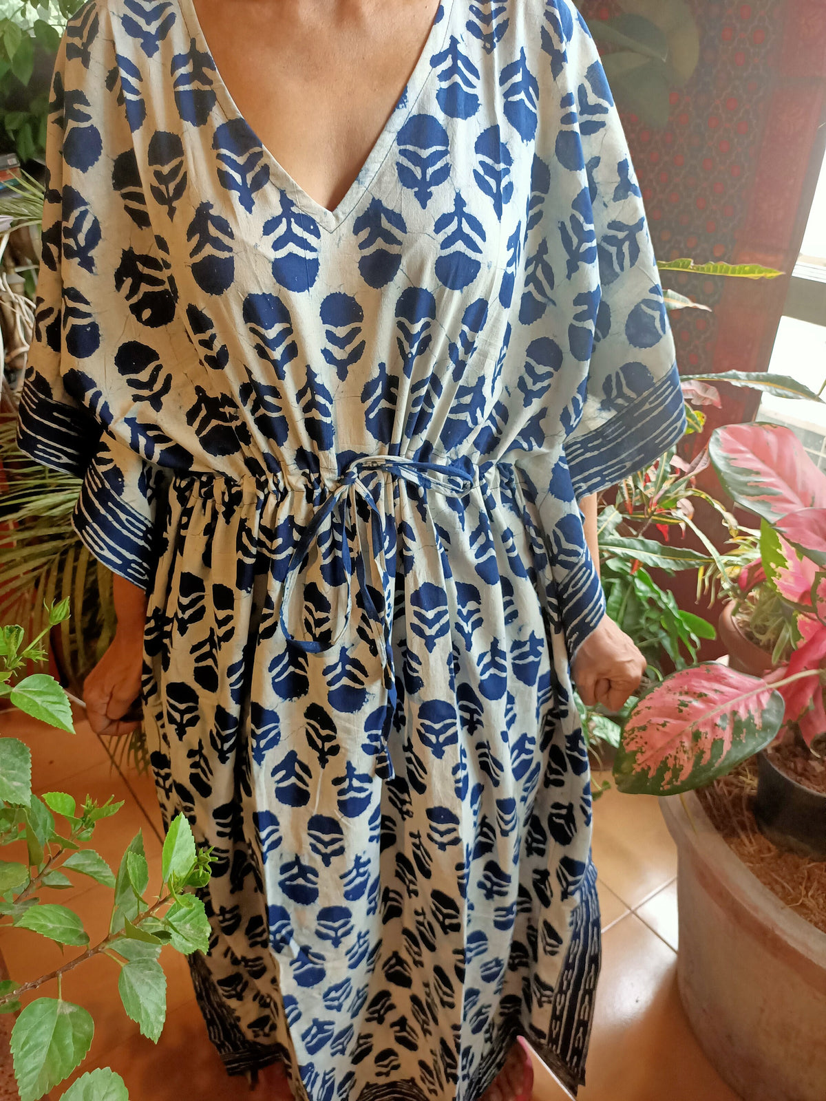 Organic Indigo kaftan,cotton kaftan,caftan,resort wear,loungewear,sleepwear,gifts for her,cotton dress,maxi dress,plus size dress,boho dress
