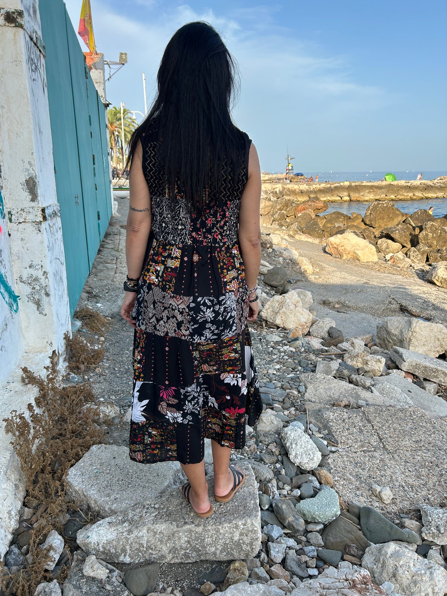 Black Sustainable Patchwork Dress