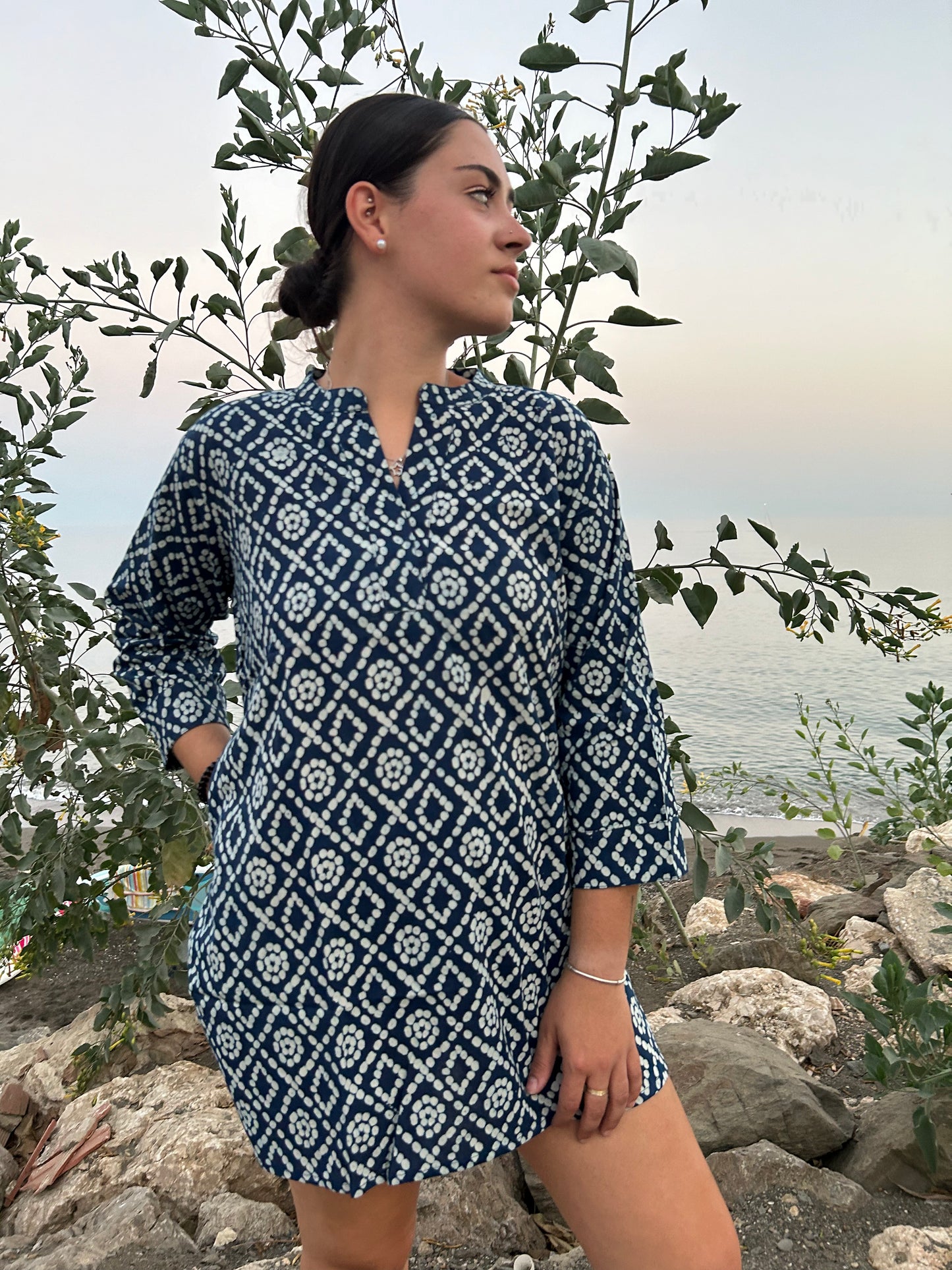 indigo organic tunic