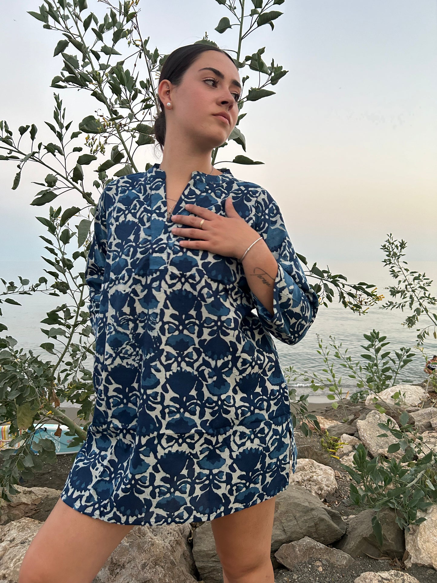 indigo organic tunic