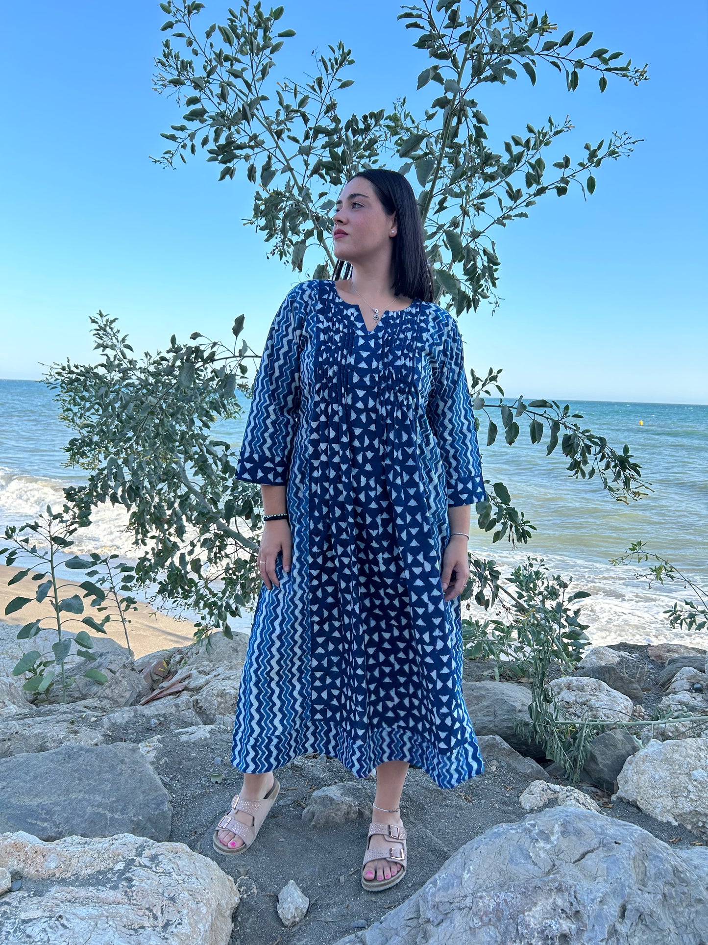 handmade organic cotton pleated dress