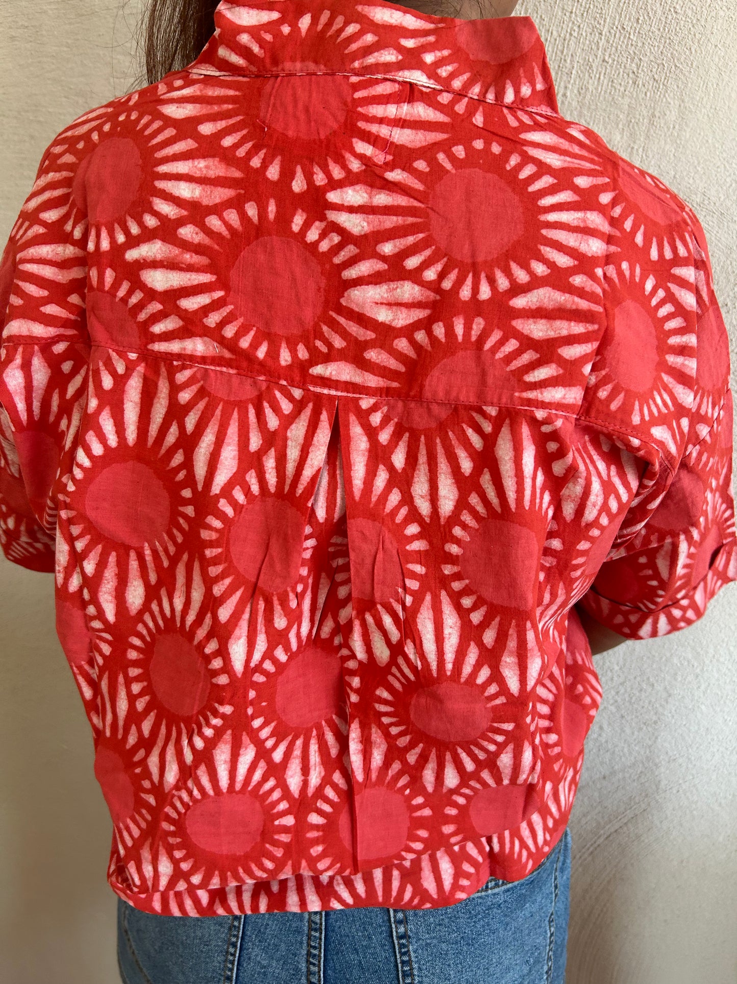 Orange Cotton crop shirt