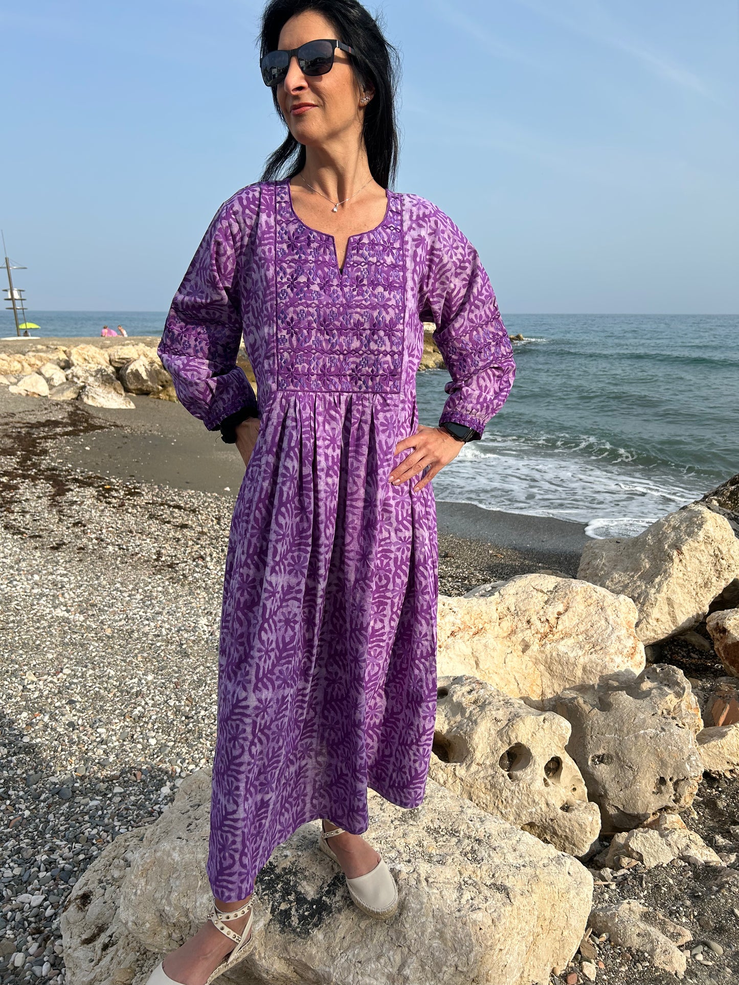 Purple embroidered dress