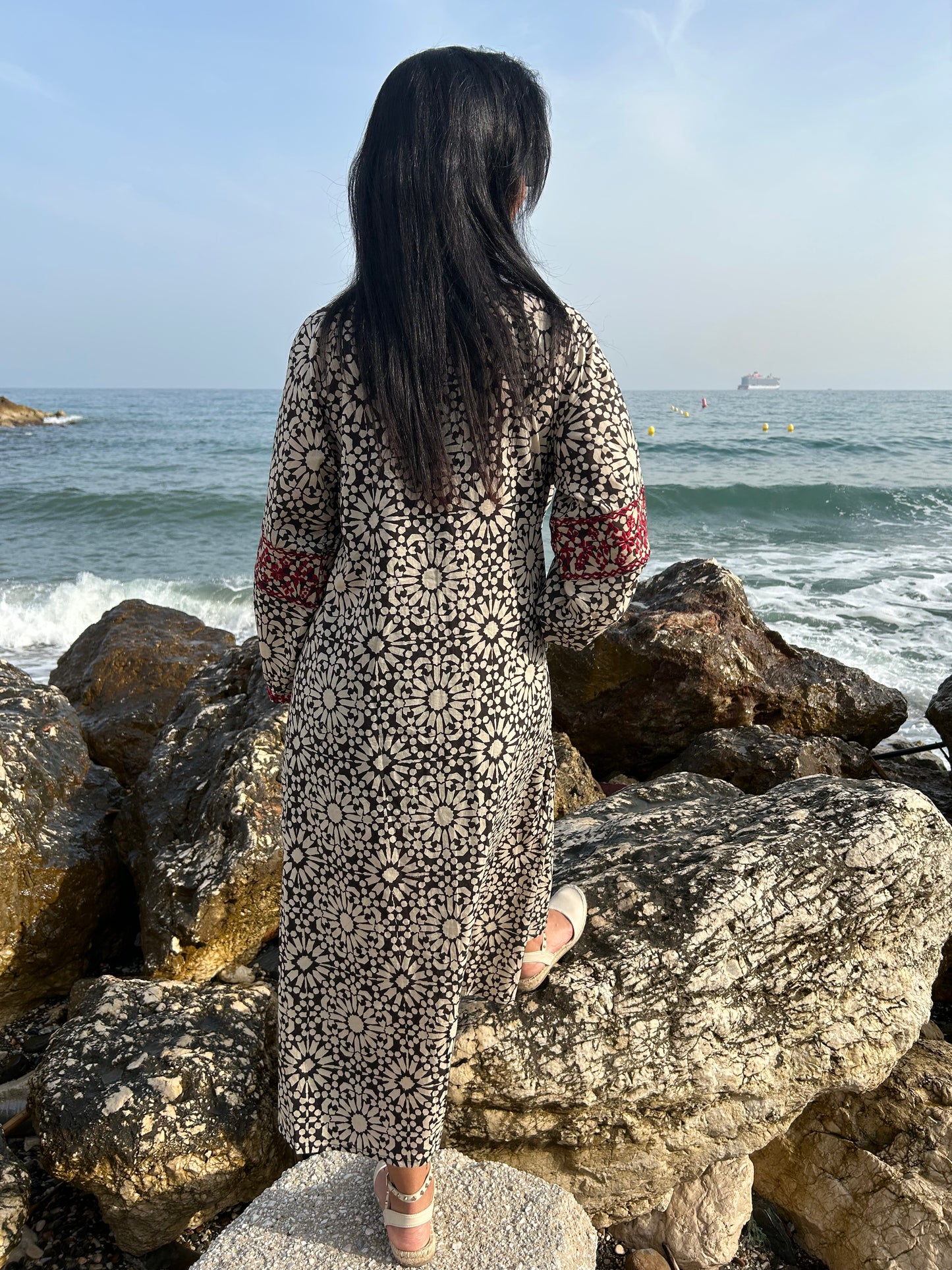 Black embroidered dress