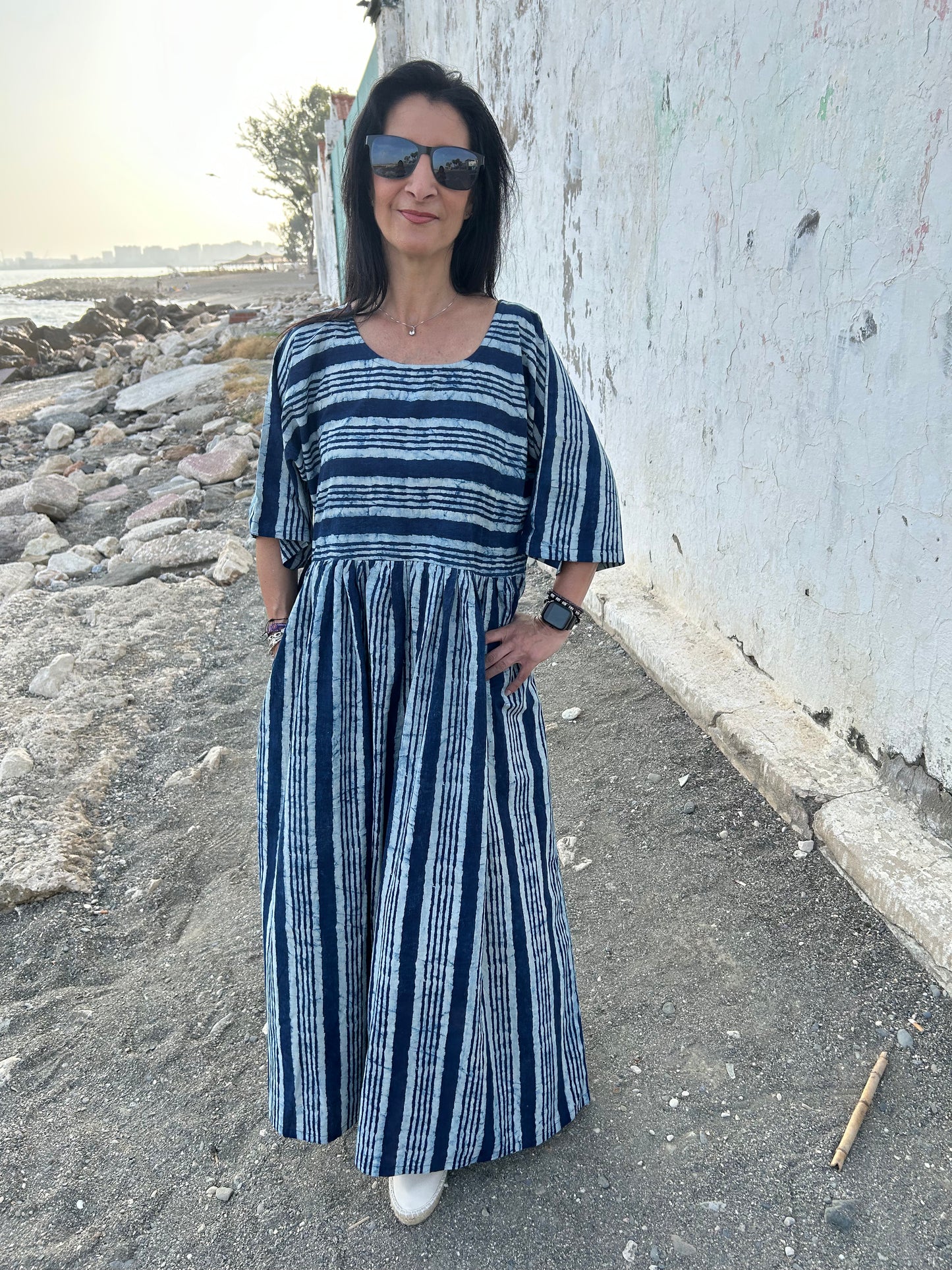 Handmade Indigo Organic cotton dress