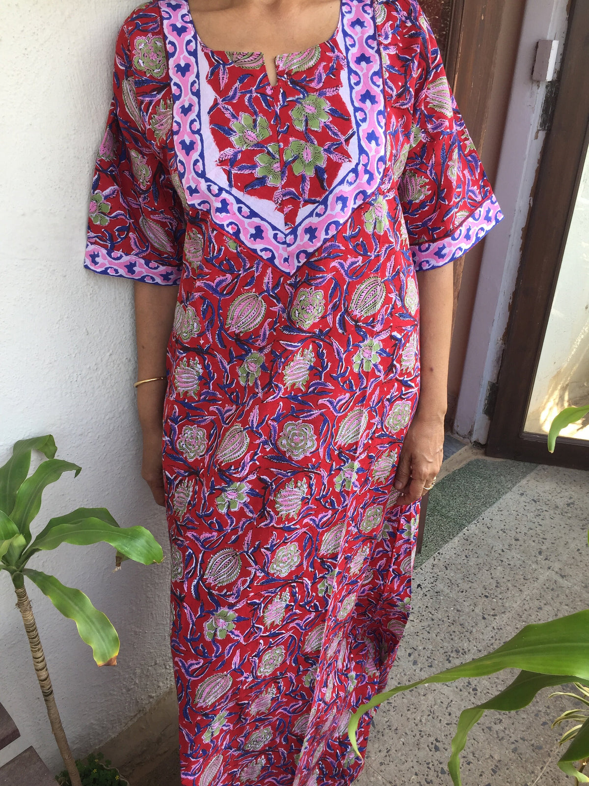 Block print kaftan,Handmade dress,Cotto Maxi dress,loungewear,Sleepwear,Resort wear,Gifts for her,Boho dress,red floral kaftan,A line kaftan