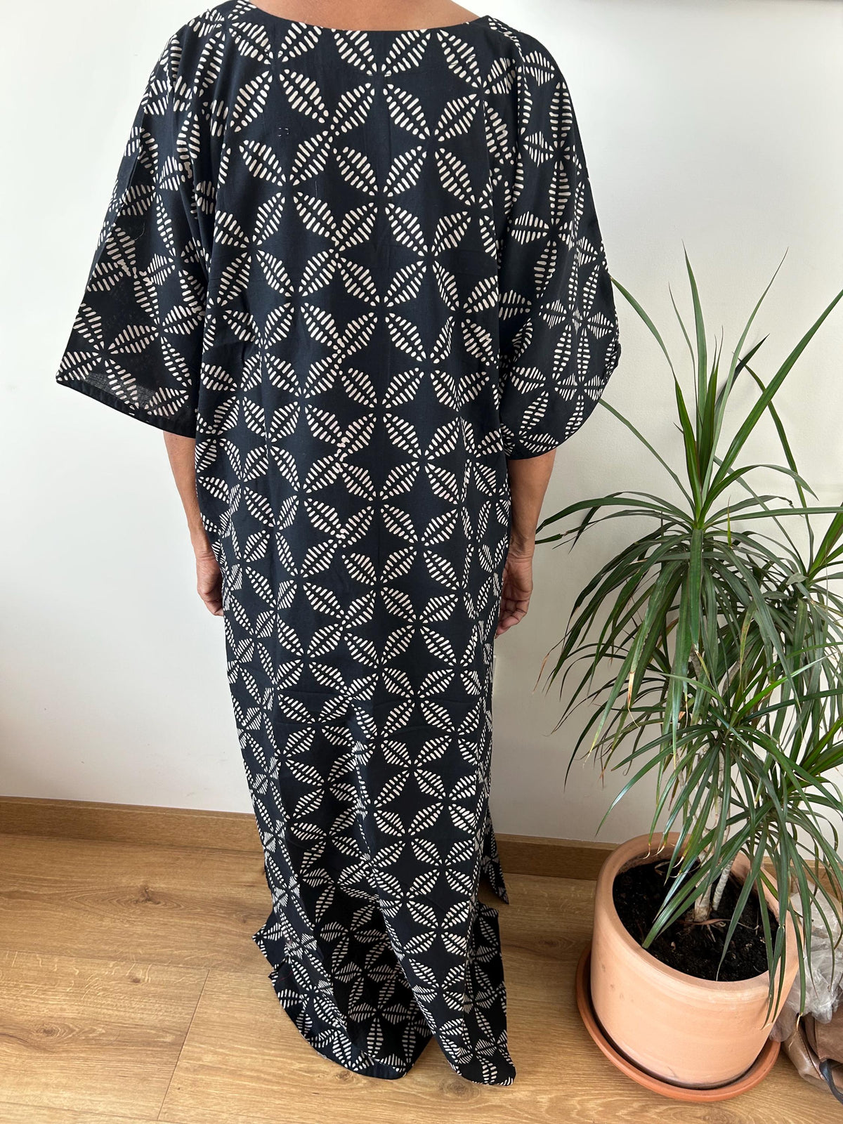 Black geometric cotton kaftan,caftan, resort wear,loungewear,gifts for her,boho dress,a line dress,block print dress
