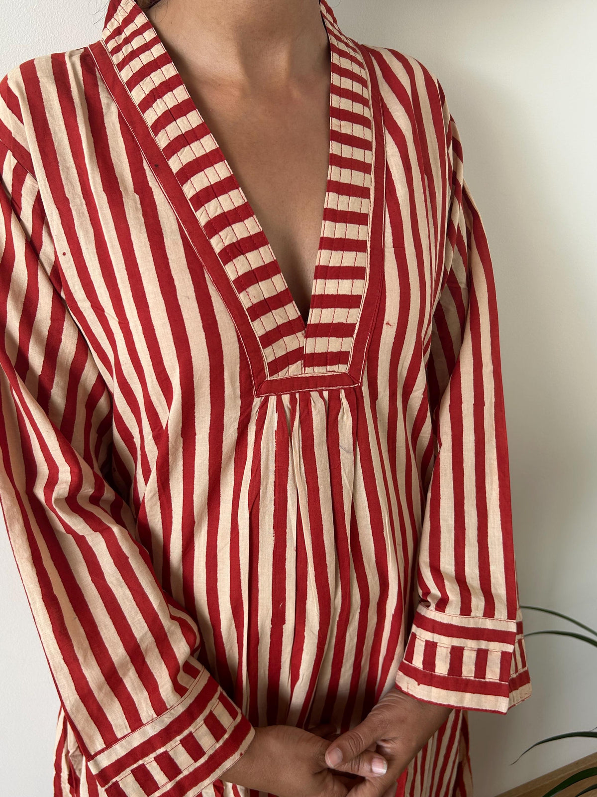 Red stripe  cotton kaftan,caftan, resort wear,loungewear,gifts for her,boho dress,a line dress,block print dress