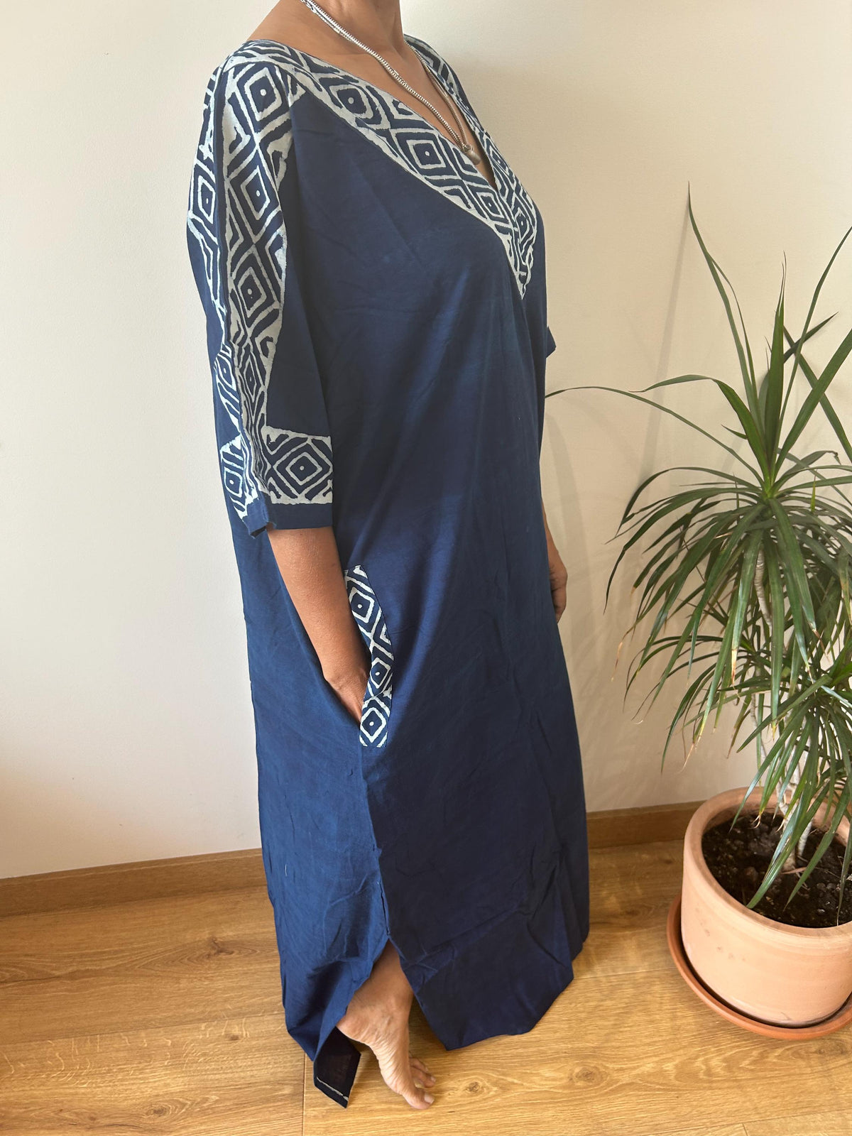 Indigo cotton kaftan,caftan, resort wear,loungewear,gifts for her,boho dress,a line dress,block print dress