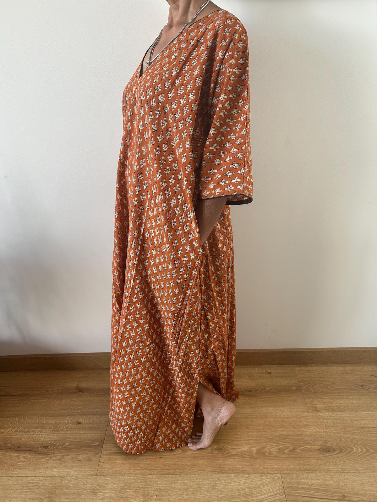 Sunset desert cotton kaftan,caftan, resort wear,loungewear,gifts for her,boho dress,a line dress,block print dress