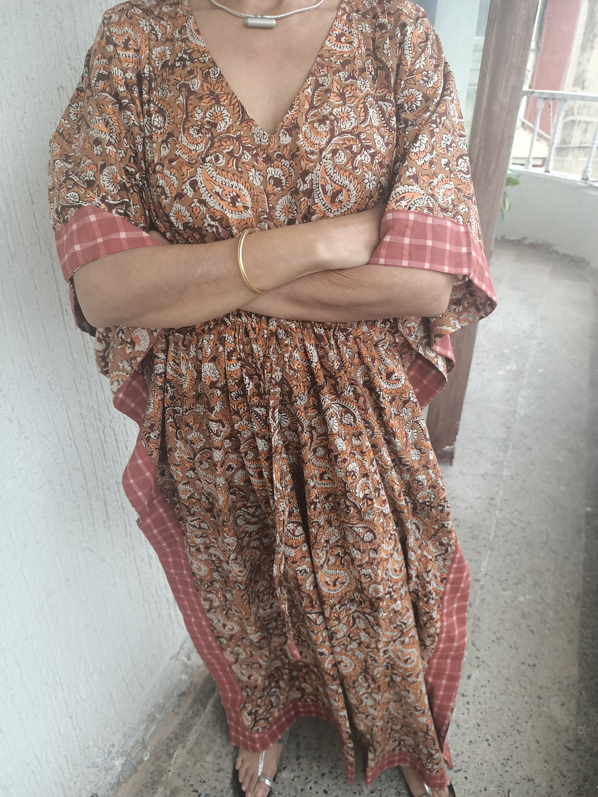Handmade Cotton Caftan: Earthy Boho Resort Loungewear