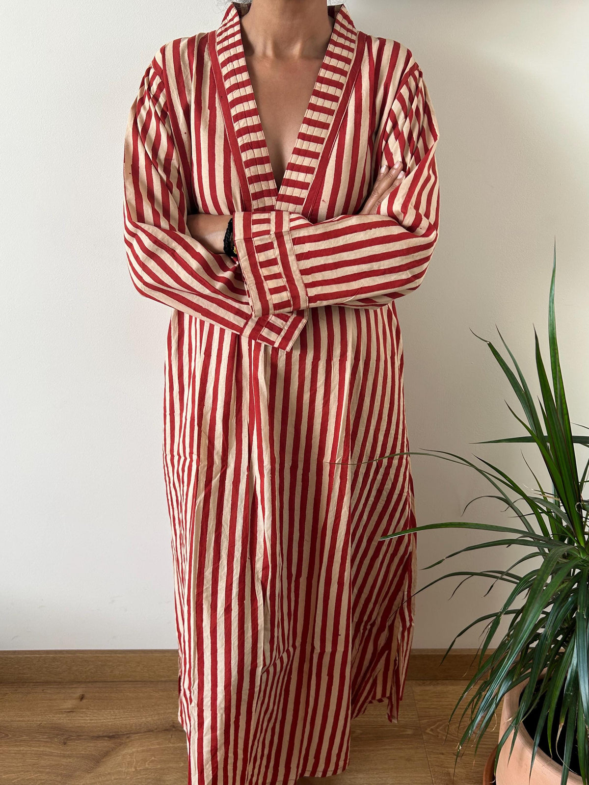 Red stripe  cotton kaftan,caftan, resort wear,loungewear,gifts for her,boho dress,a line dress,block print dress