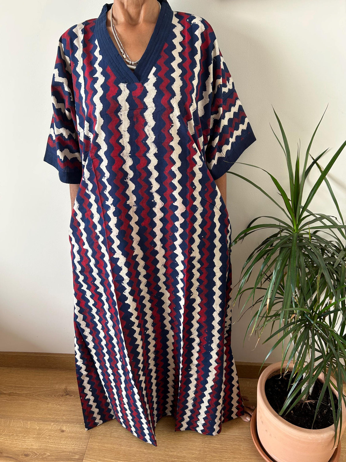 Indigo geometric cotton kaftan,caftan, resort wear,loungewear,gifts for her,boho dress,a line dress,block print dress
