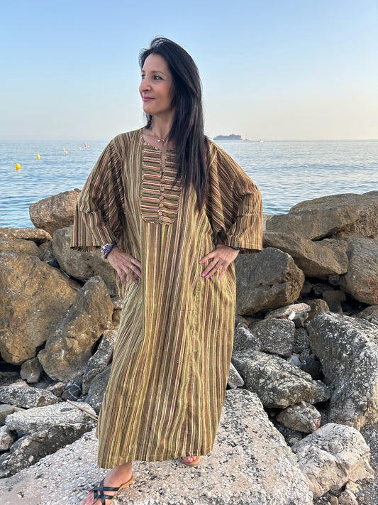Organic cotton kaftan,caftan, resort wear,loungewear,gifts for her,boho dress,a line dress,block print dress