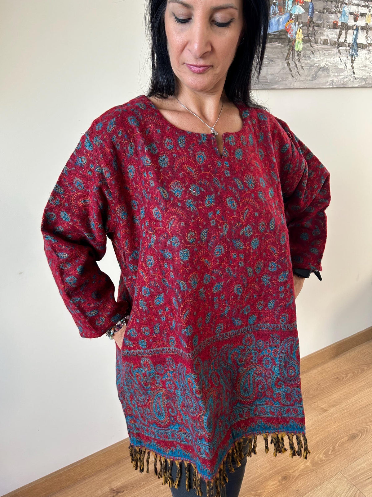 Wool kurti,winter tunic,gifts for her,resort wear,Christmas gift,mom postpartum gift,resort wear,winter kurti,boho winter tunic