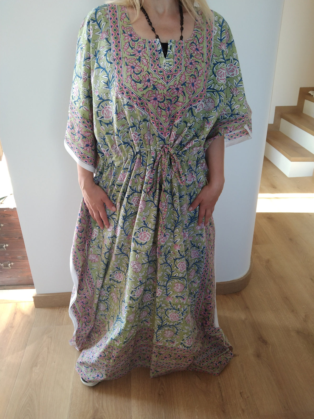 Blockprint cotton kaftan,caftan,gifts for her,resort wear,loungewear,beachwear,swim cover up,mother day gift,maternity dress,Postpartum gift