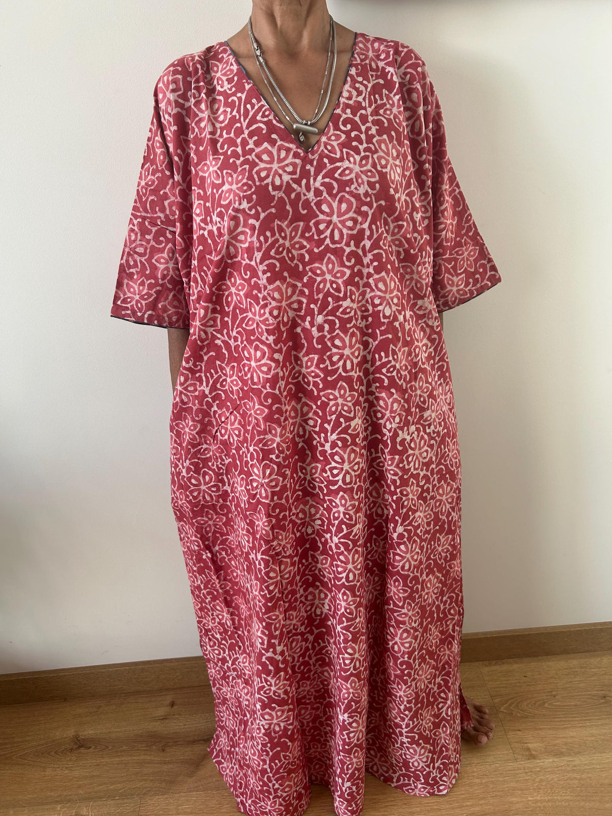 Pink cotton kaftan,caftan, resort wear,loungewear,gifts for her,boho dress,a line dress,block print dress