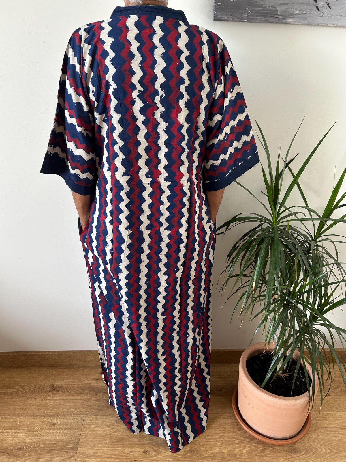 Indigo geometric cotton kaftan,caftan, resort wear,loungewear,gifts for her,boho dress,a line dress,block print dress
