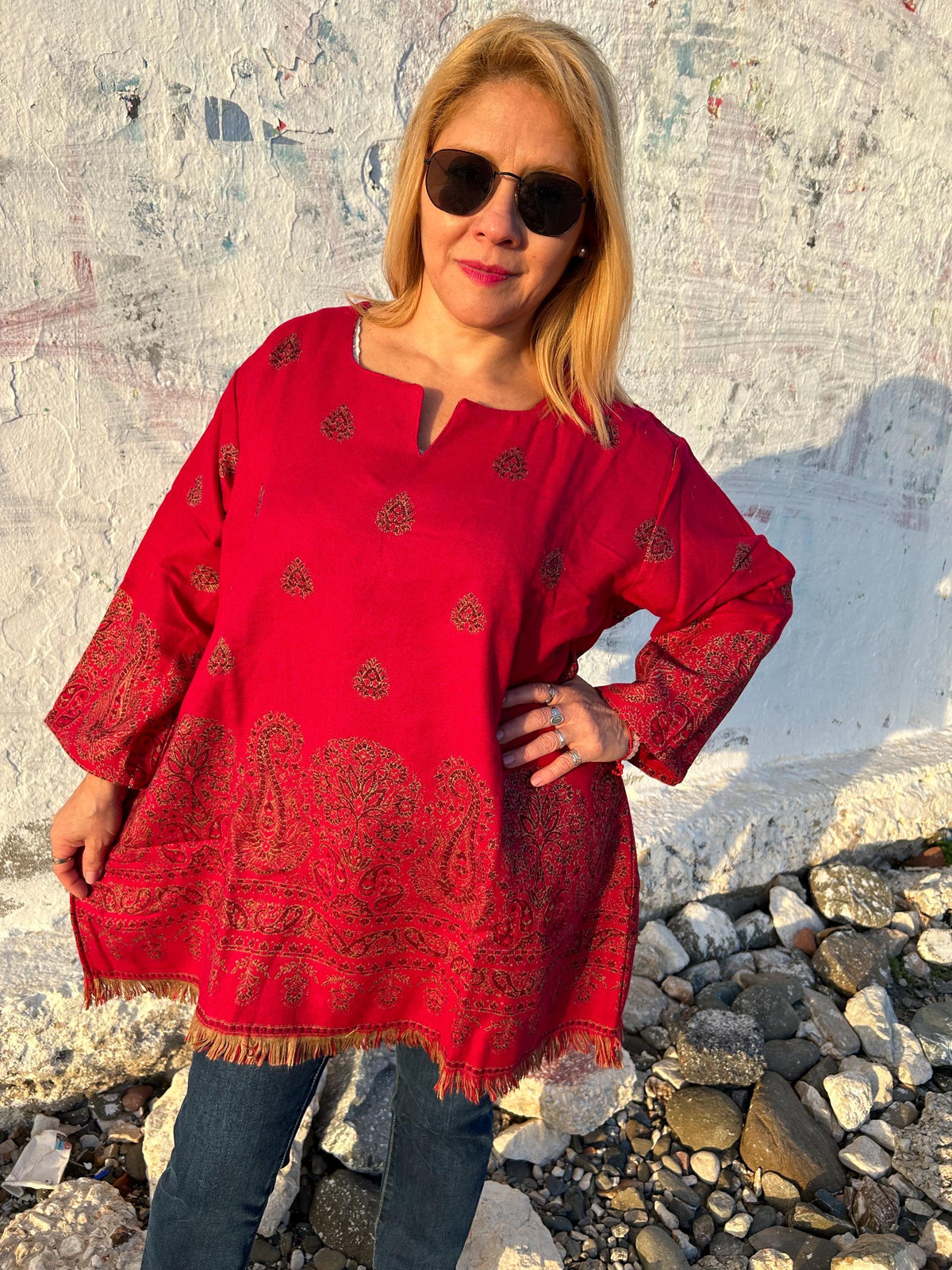 Winter wool tunic,wool kurti,gifts for her, Christmas gift, mom postpartum gift,resort wear,loungewear,boho kurti,wool kurti,wool tunic