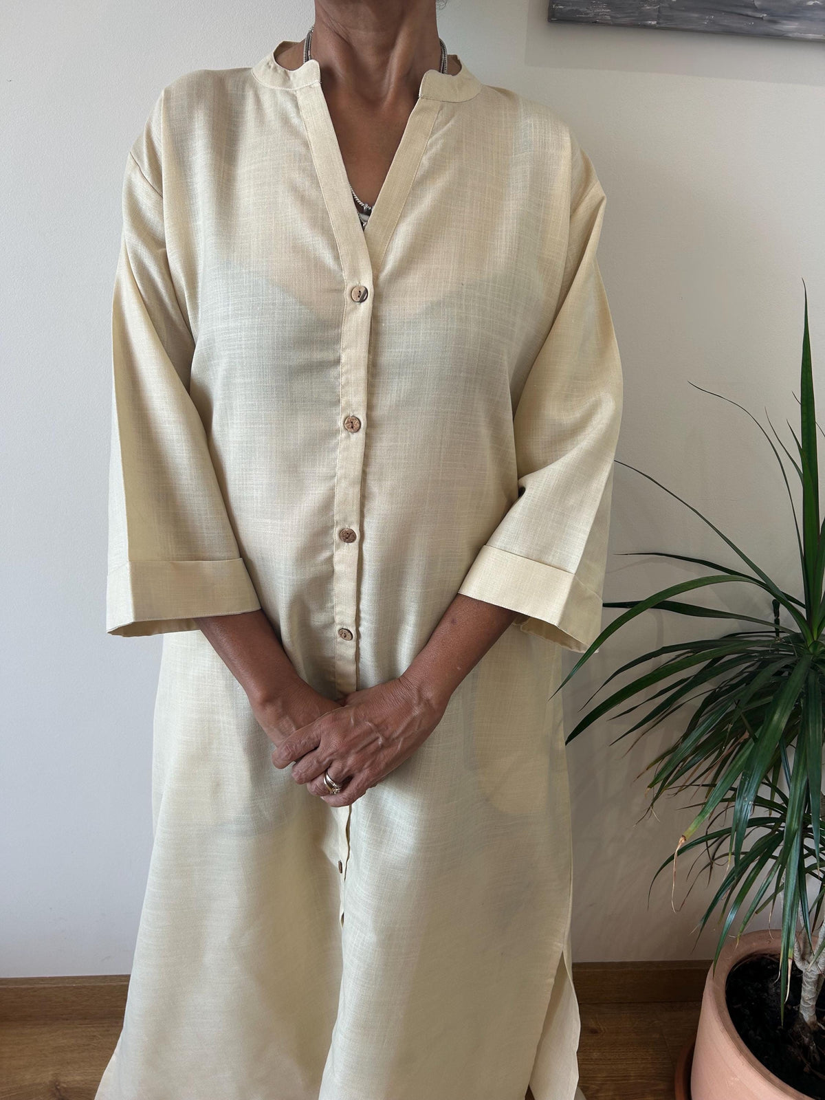 Semi sheer beige collar  kaftan,caftan, resort wear,loungewear,gifts for her,boho dress,a line dress,block print dress