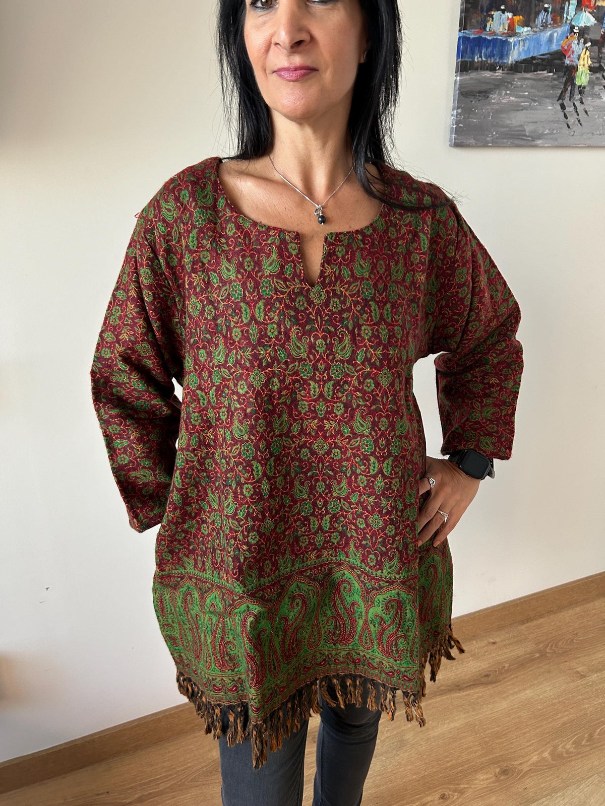 Winter tunic,wool tunic,gifts for her,Christmas gift,mom postpartum gift,resort wear,boho wool kurti,winter kurti
