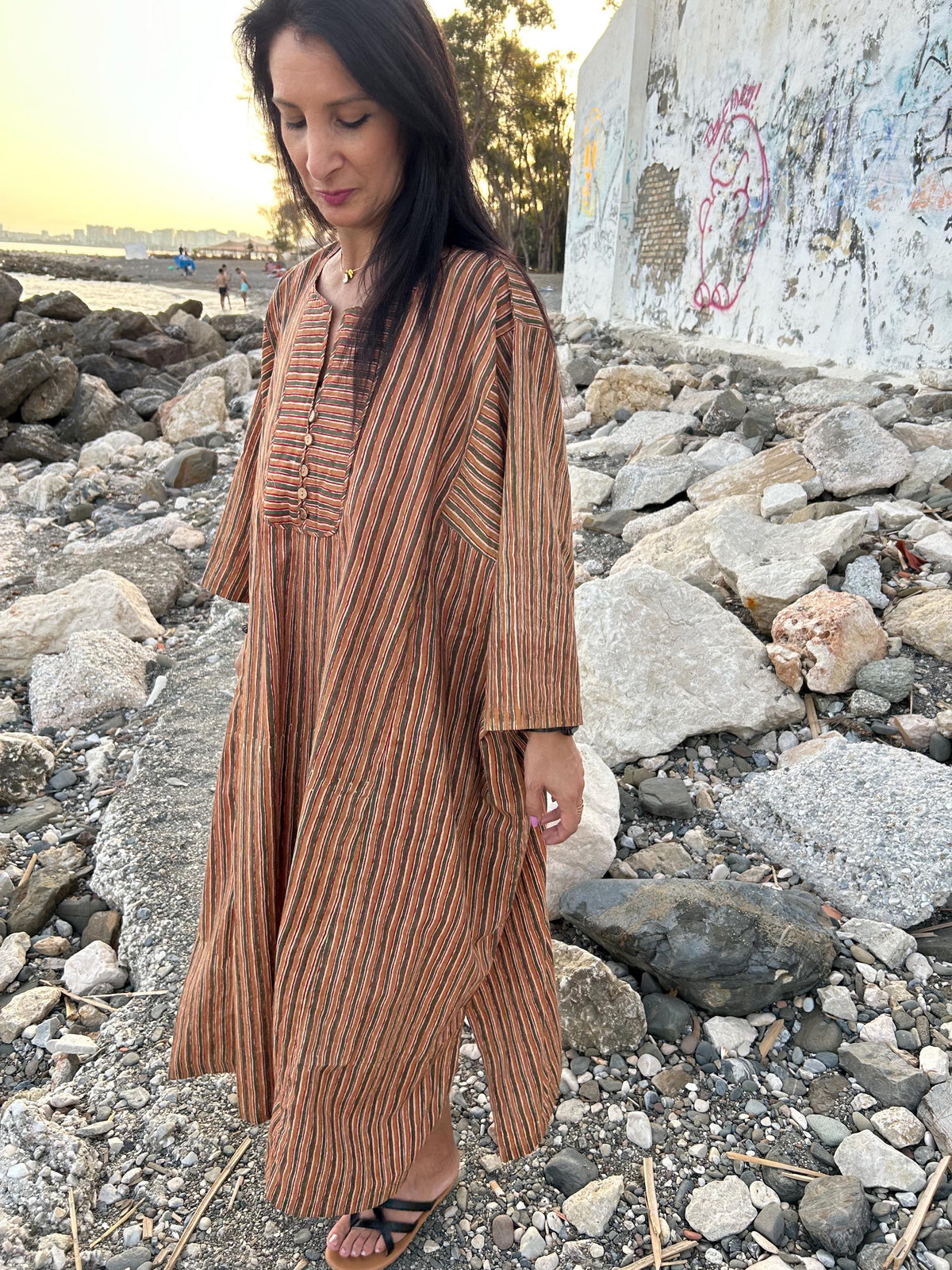 Organic cotton kaftan,caftan, resort wear,loungewear,gifts for her,boho dress,a line dress,block print dress