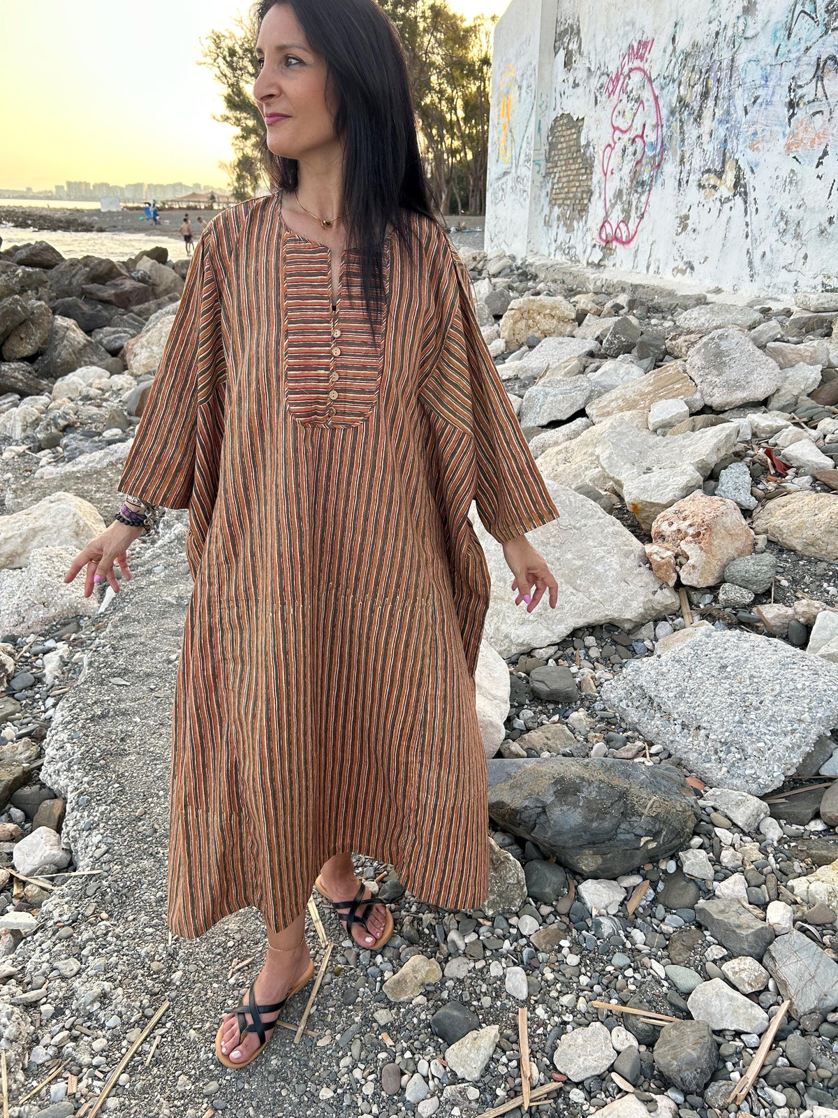 Organic cotton kaftan,caftan, resort wear,loungewear,gifts for her,boho dress,a line dress,block print dress