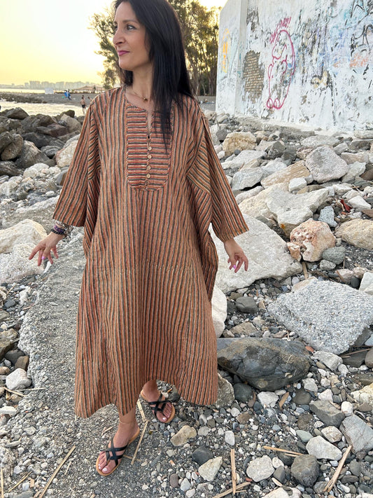 Organic cotton kaftan,caftan, resort wear,loungewear,gifts for her,boho dress,a line dress,block print dress