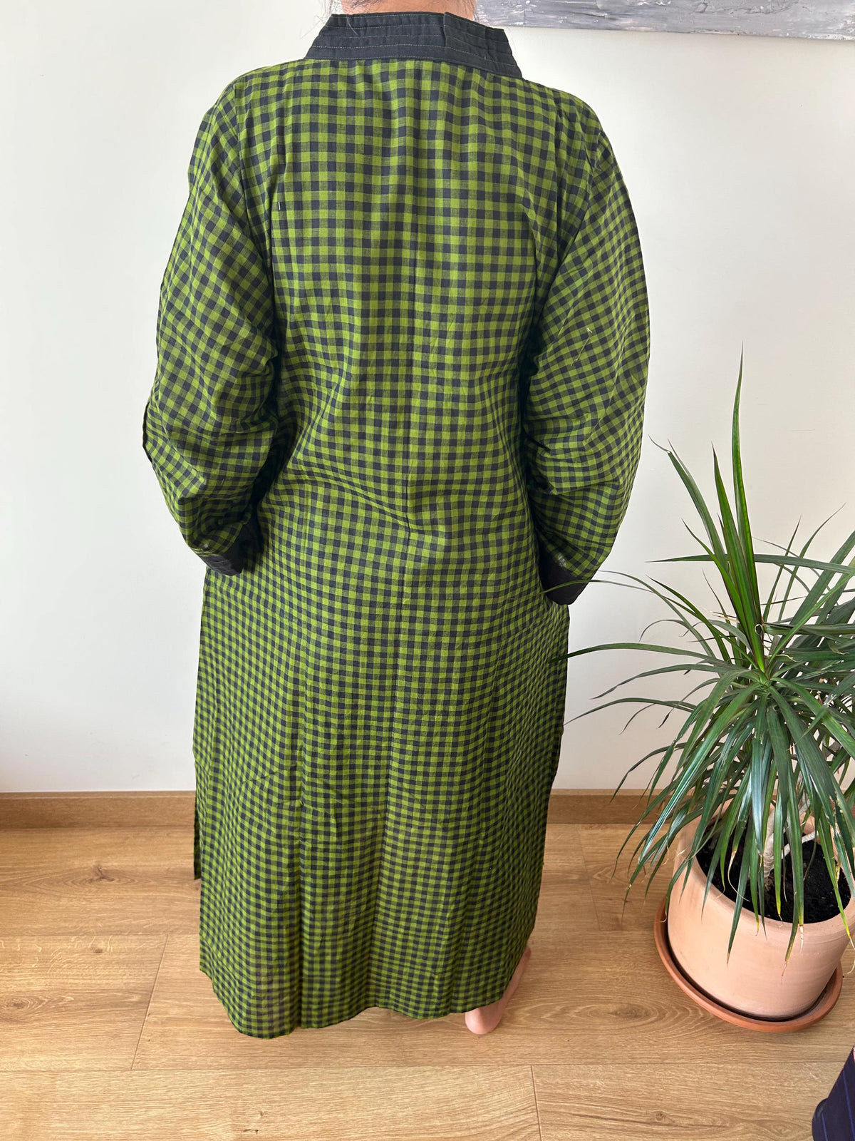 Handwoven checks cotton kaftan,caftan, resort wear,loungewear,gifts for her,boho dress,a line dress, checks dress
