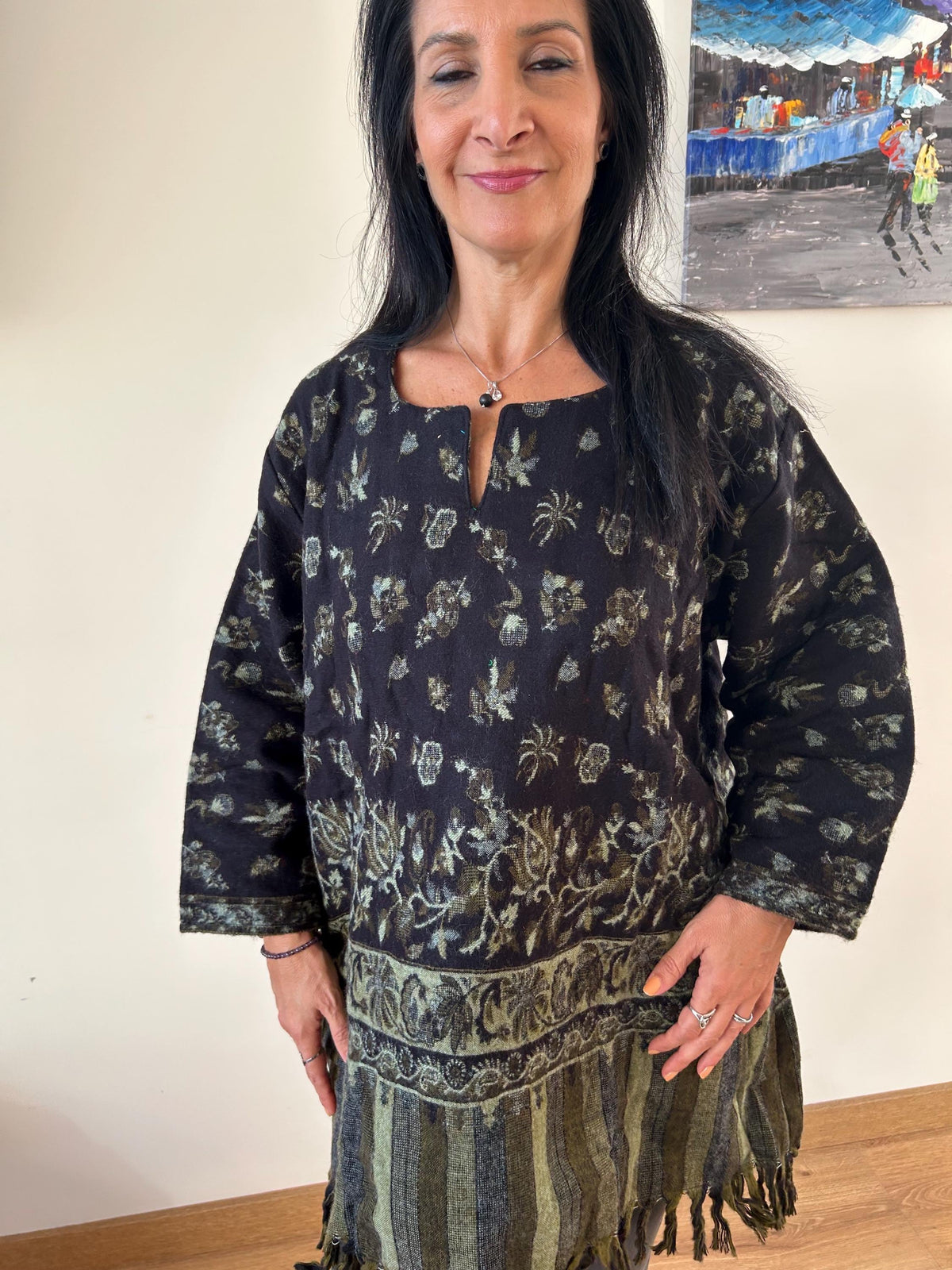 Yak wool tunic,winter tunic,wool top,gifts for her,resort wear,loungewear, Christmas gift,mom postpartum gift,mother's day gift,boho kurti
