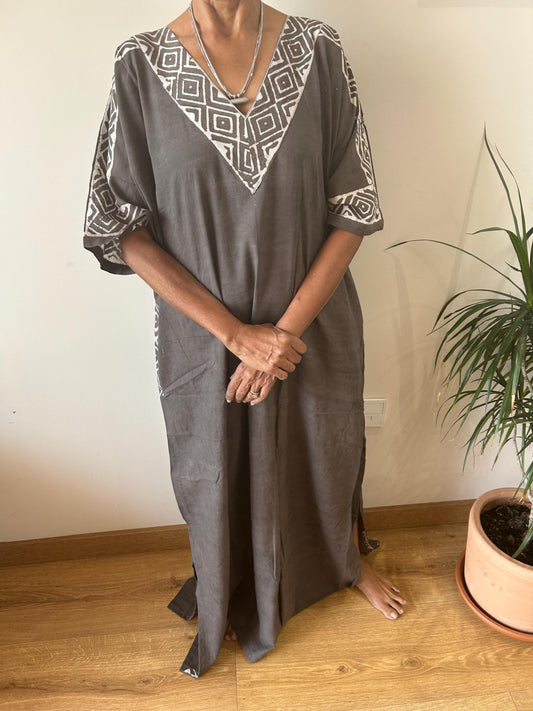 Organic cotton kaftan,caftan, resort wear,loungewear,gifts for her,boho dress,a line dress,block print dress