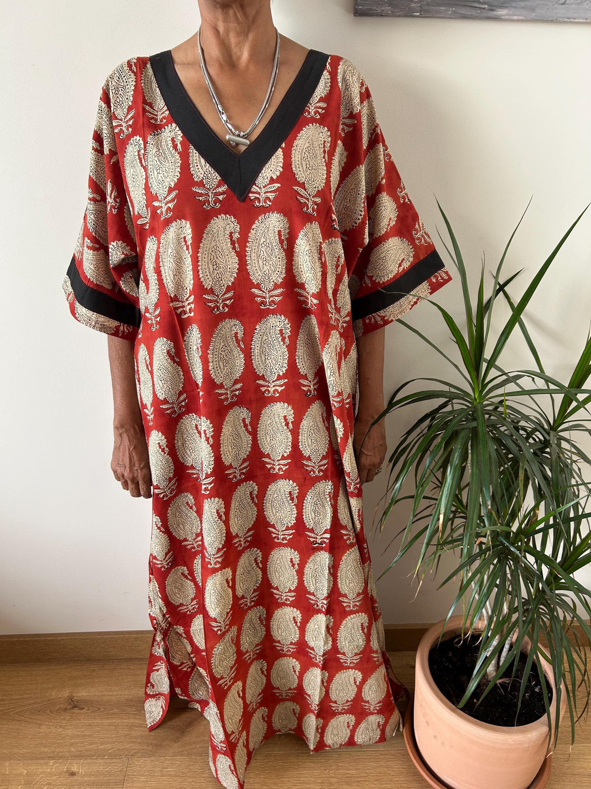Maroon paisley cotton kaftan,caftan, resort wear,loungewear,gifts for her,boho dress,a line dress,block print dress