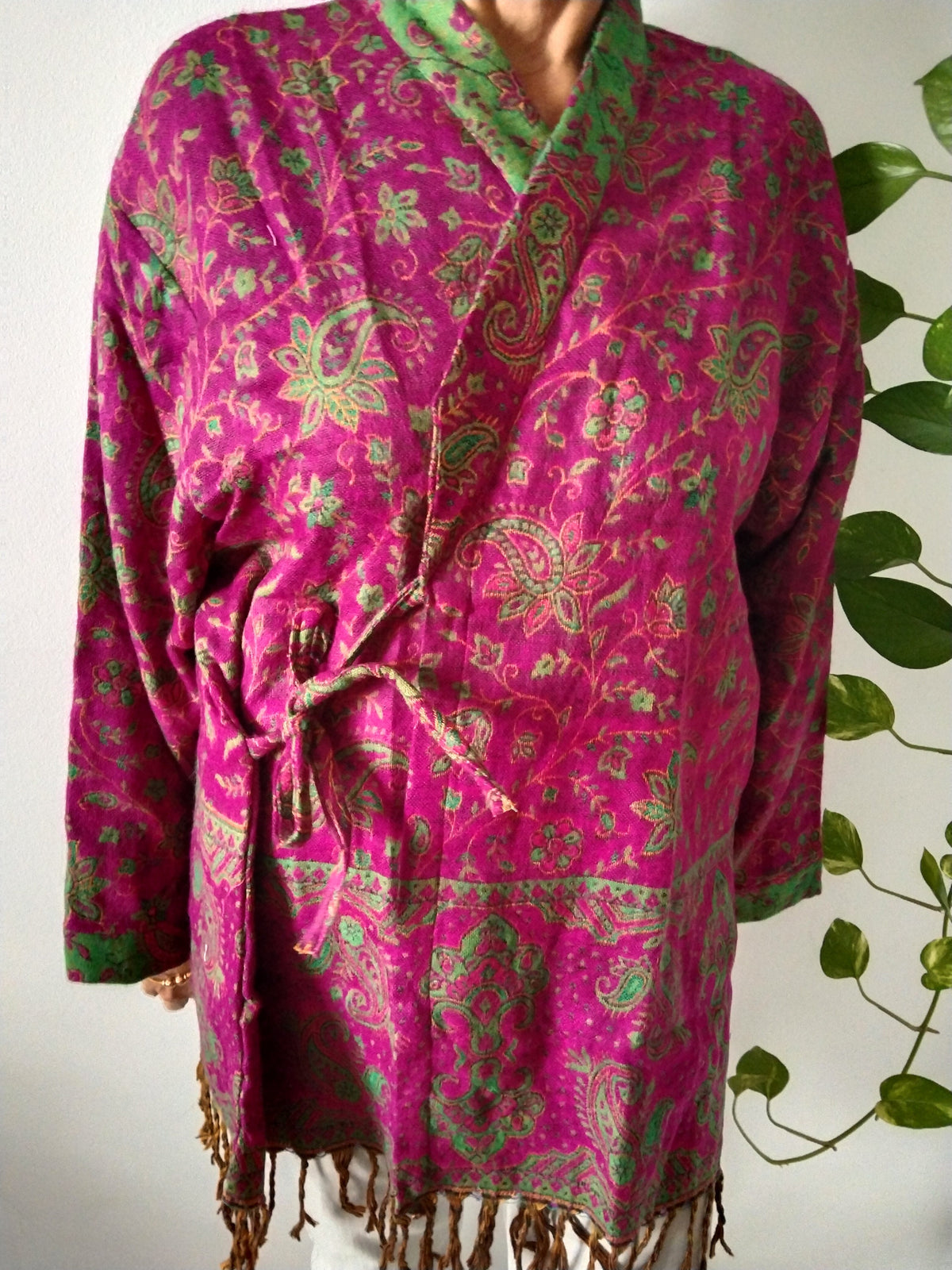 Wool blend paisley boho top,Wool blend wrap around tunic,Wool blend cover up,boho top,gifts for her