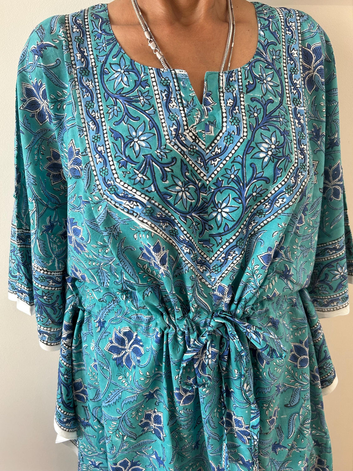 Turquoise cotton kaftan,caftan, gifts for her, resort wear, loungewear, beachwear, mother's day gift, maternity dress,plus size dress, boho