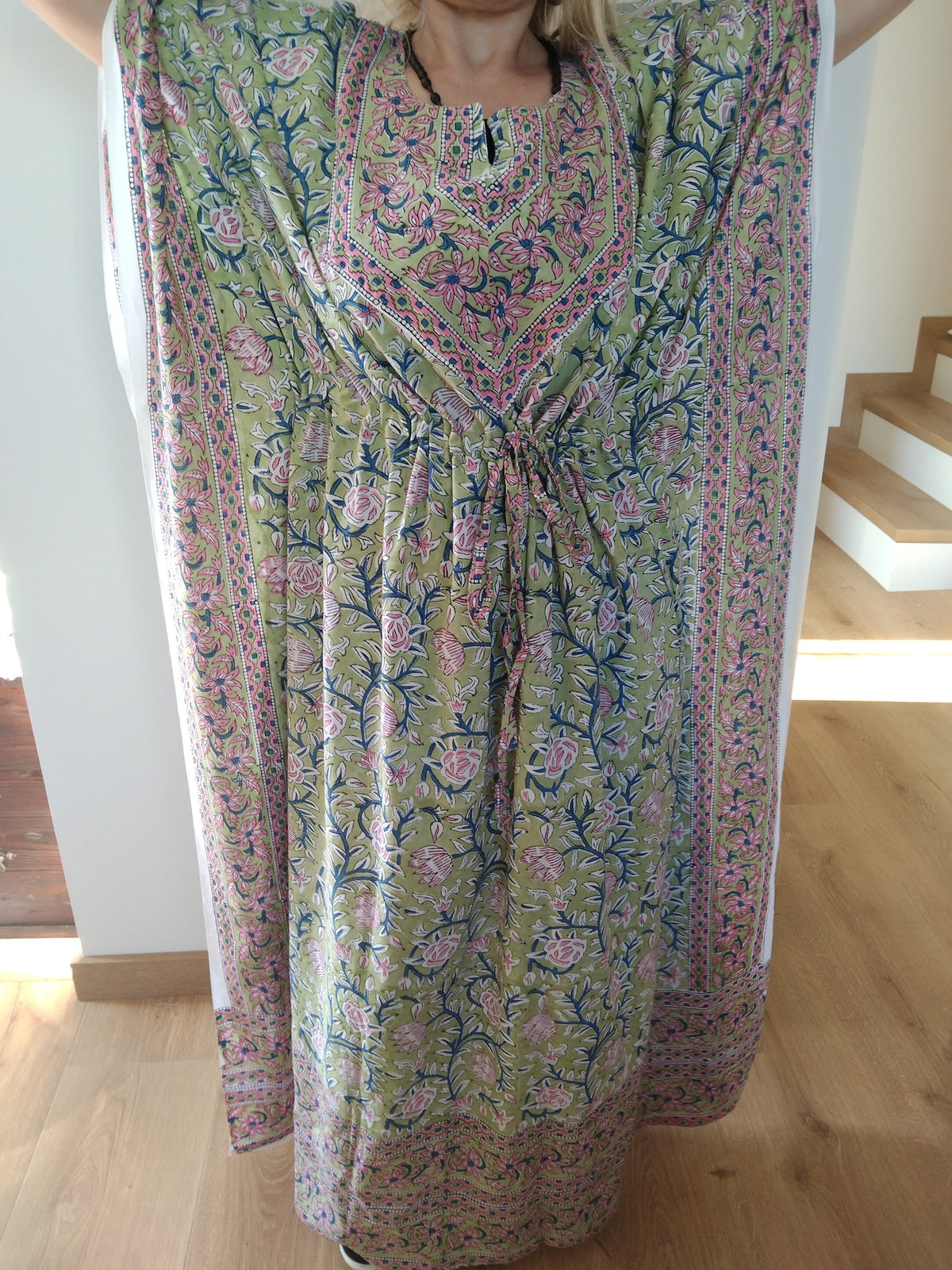 Blockprint cotton kaftan,caftan,gifts for her,resort wear,loungewear,beachwear,swim cover up,mother day gift,maternity dress,Postpartum gift
