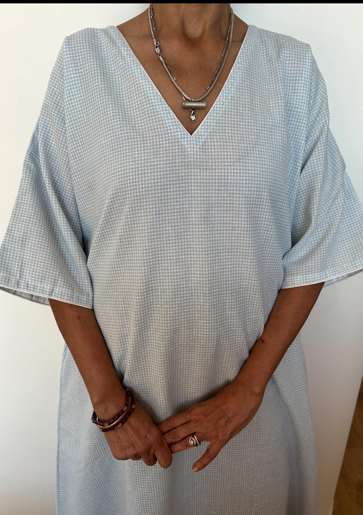 Handmade Organic Cotton  Checks Kaftan Maxi Dress, Resort Loungewear Swim Cover Up