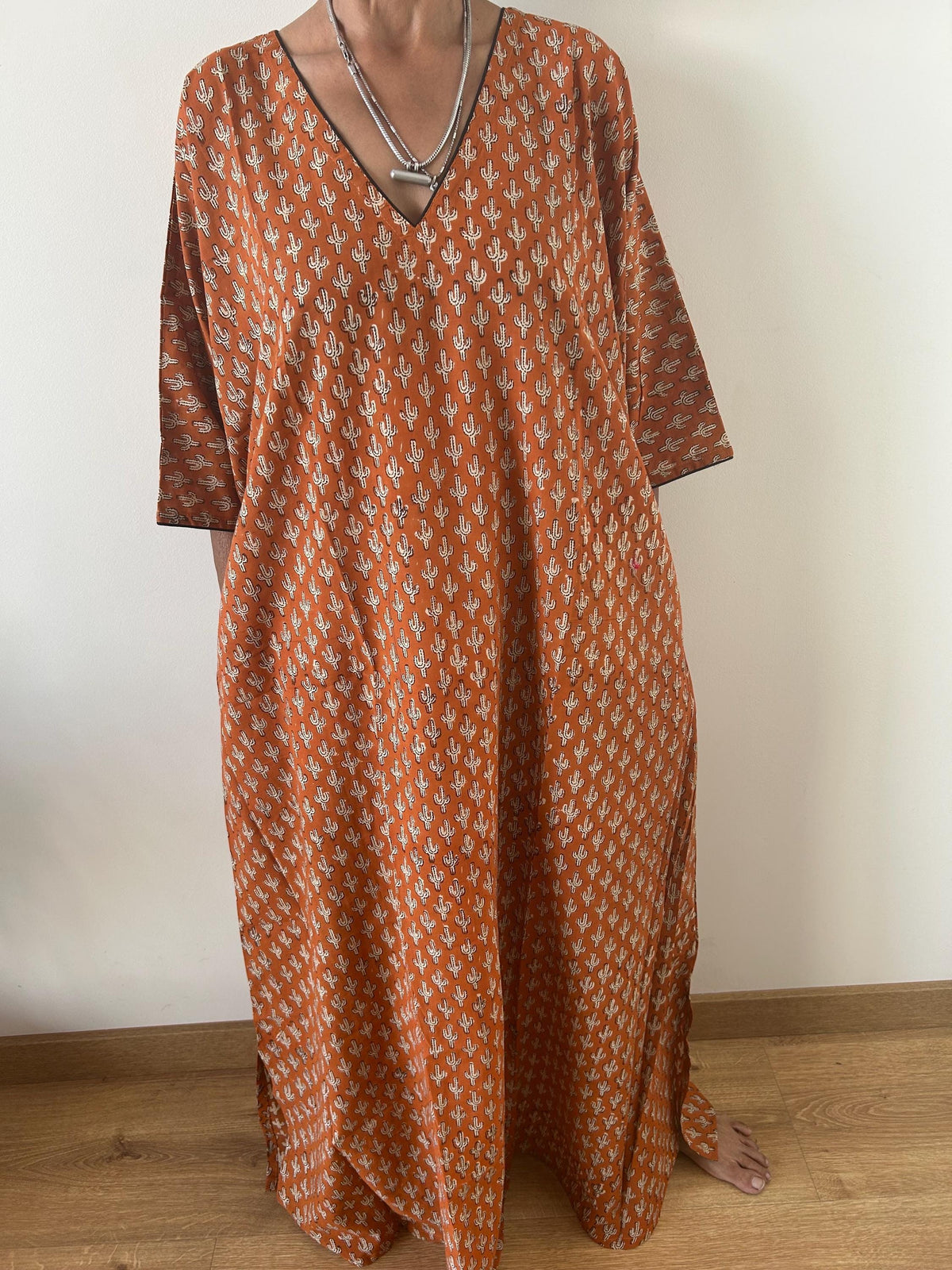 Sunset desert cotton kaftan,caftan, resort wear,loungewear,gifts for her,boho dress,a line dress,block print dress