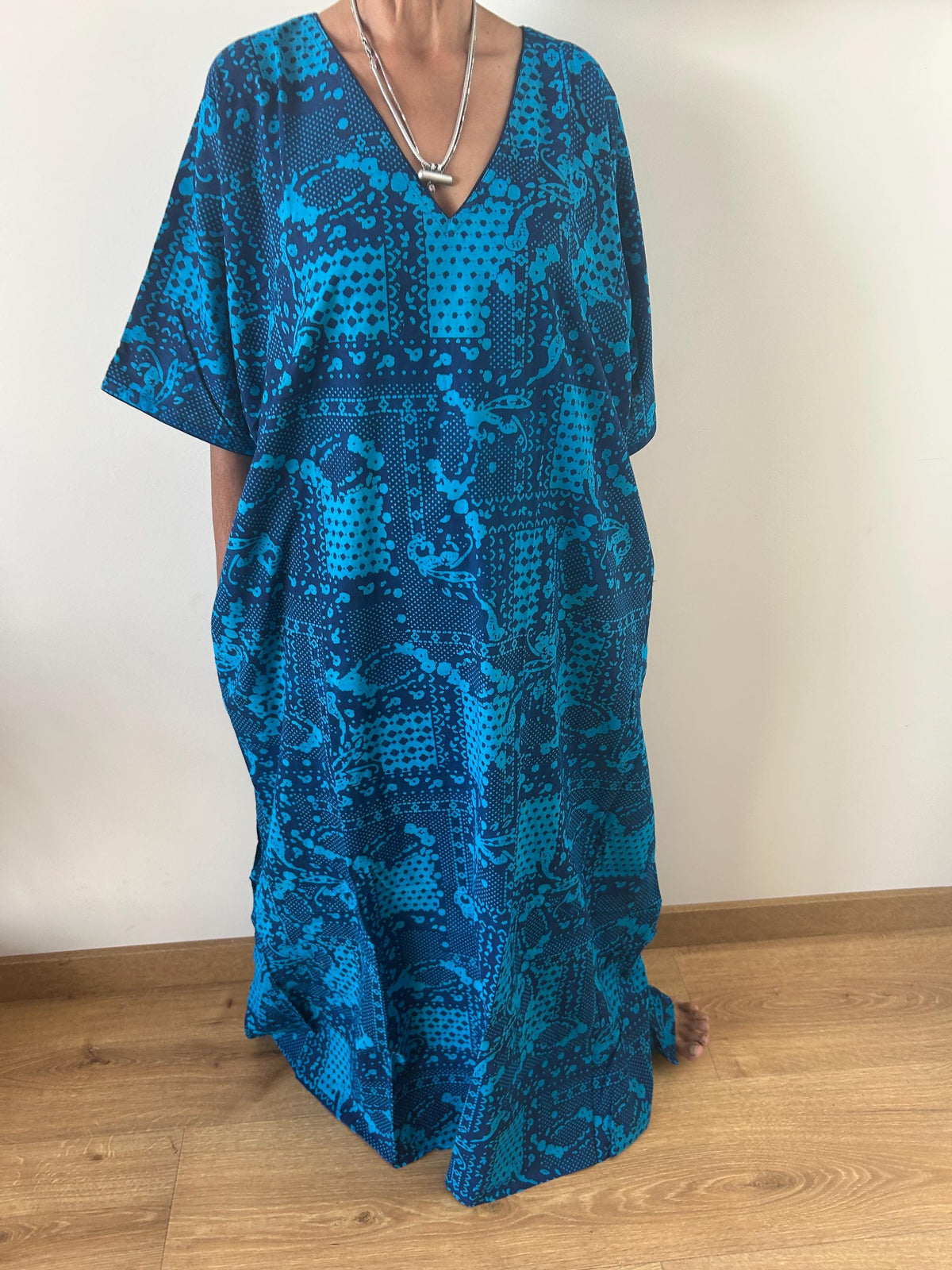 Blue cotton kaftan,caftan, resort wear,loungewear,gifts for her,boho dress,a line dress,block print dress