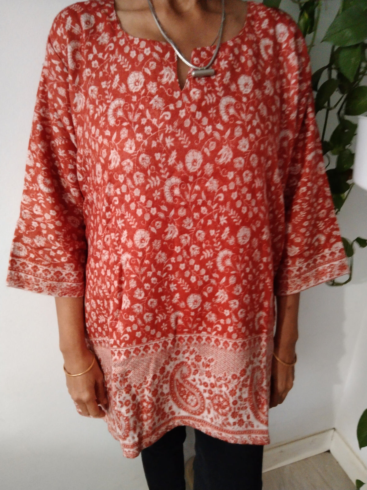 Orange wool kurti,orange tunic,gifts for her,resort wear, Christmas gift,mom postpartum gift,mother's day gift,boho tunic