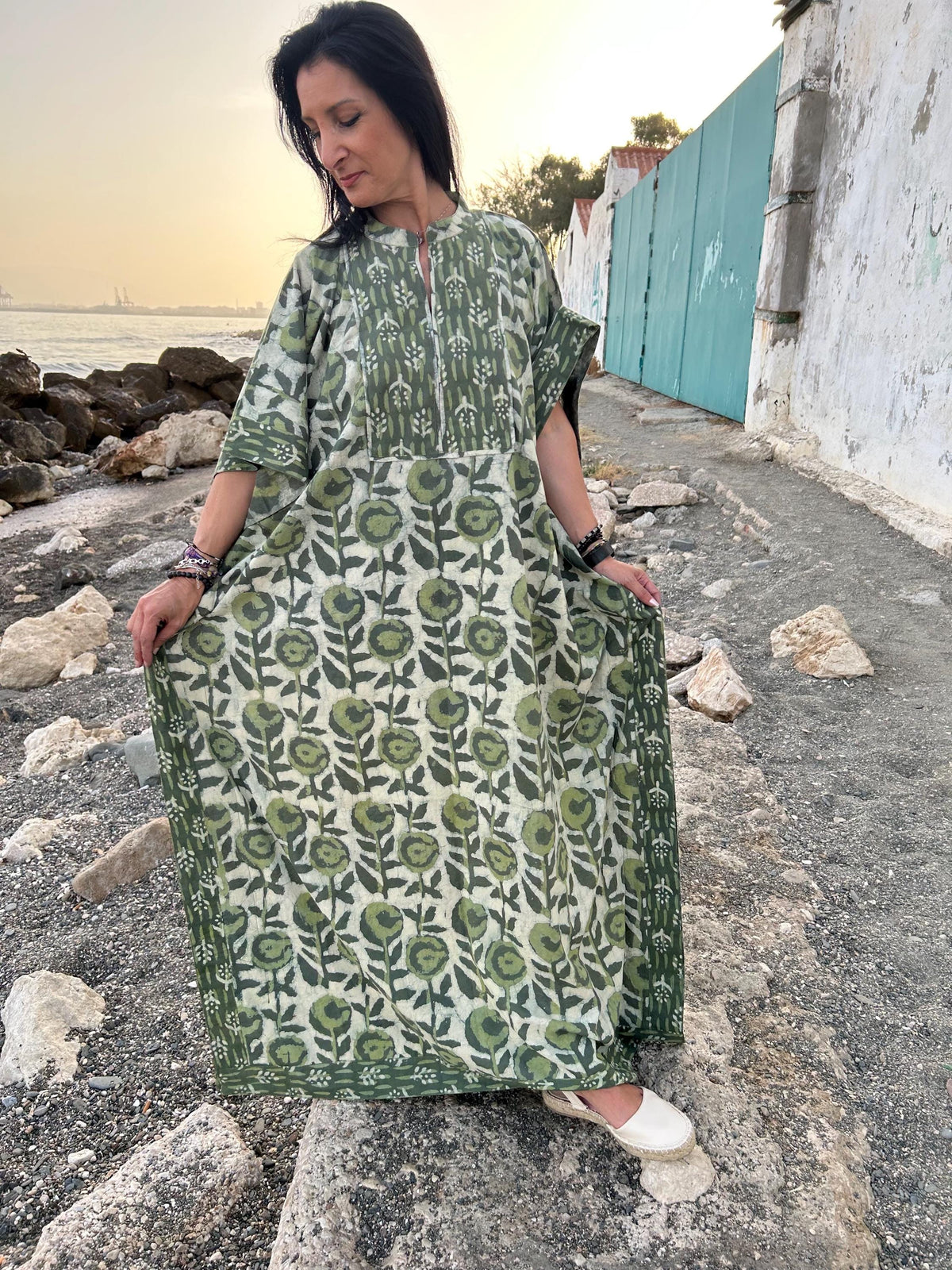 Indigo Cotton kaftan,caftan,resort wear,loungewear,sleepwear,gifts for her,boho dress,plus size kaftan,maternity dress,Mom postpartum dress