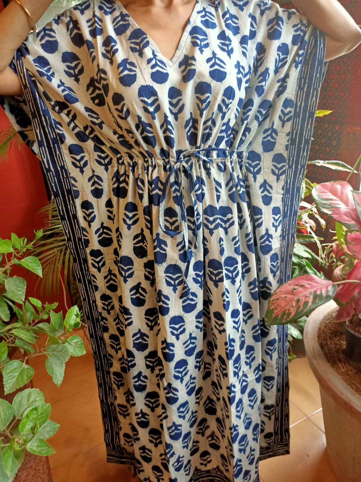 Organic Indigo kaftan,cotton kaftan,caftan,resort wear,loungewear,sleepwear,gifts for her,cotton dress,maxi dress,plus size dress,boho dress