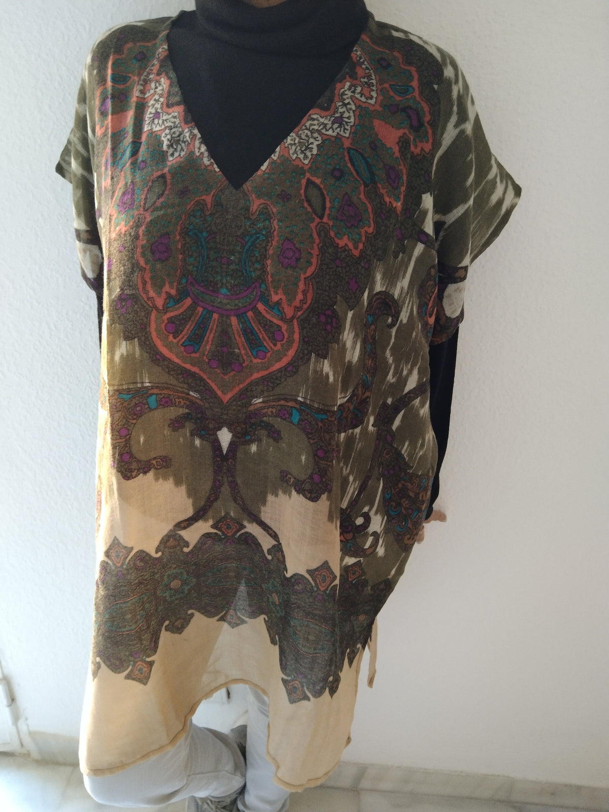 Thin wool layering tunic,wool kaftan
