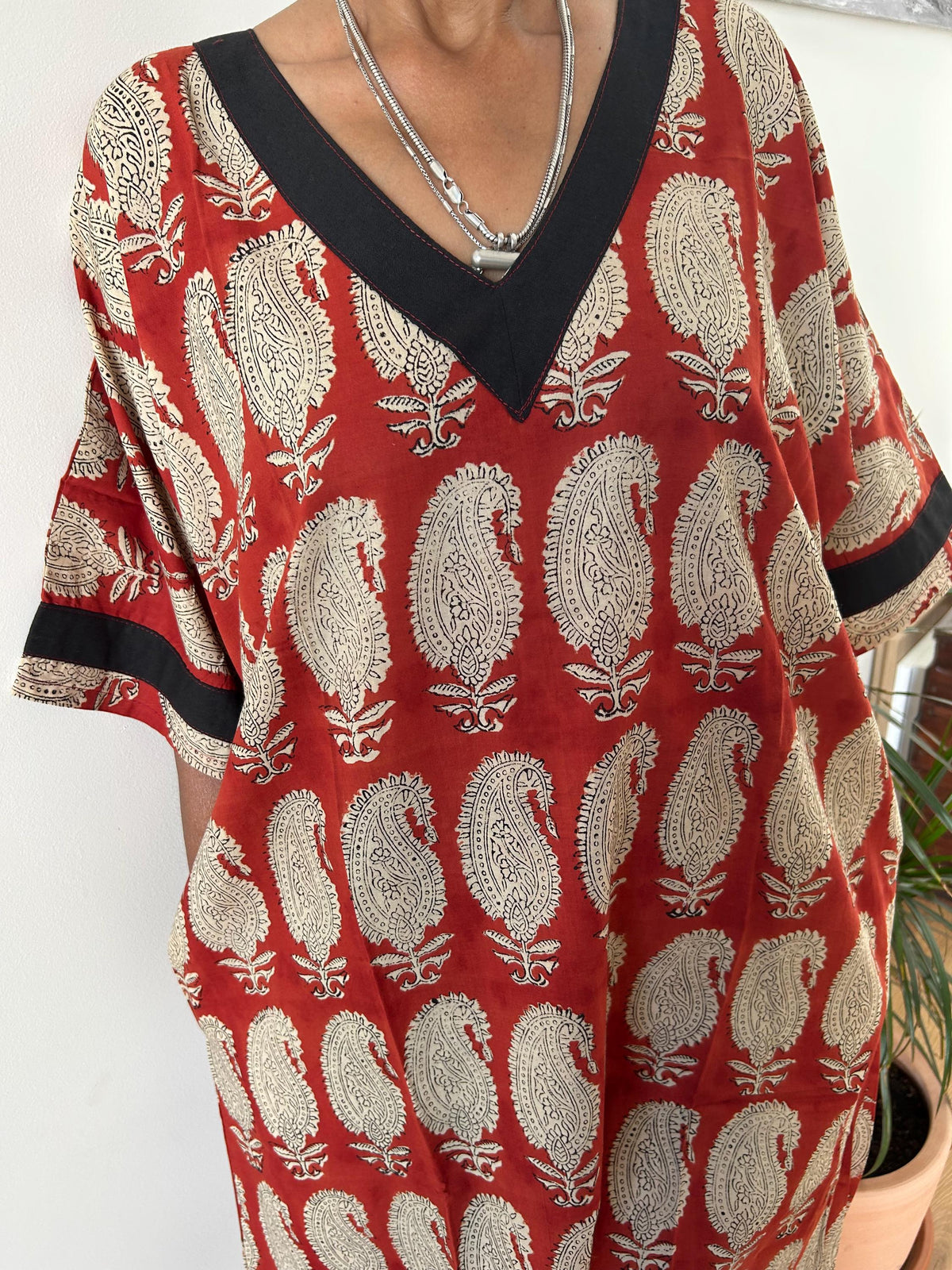 Maroon paisley cotton kaftan,caftan, resort wear,loungewear,gifts for her,boho dress,a line dress,block print dress