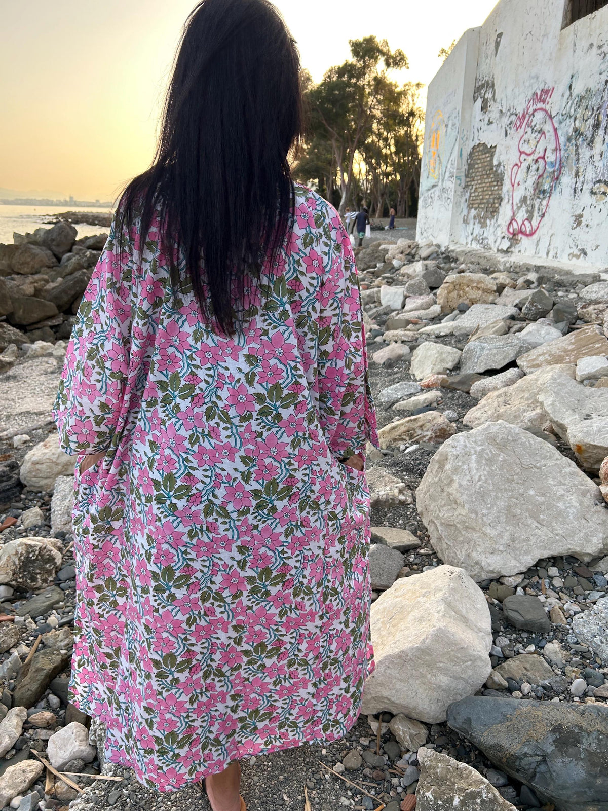 Organic cotton kaftan,caftan, resort wear,loungewear,gifts for her,boho dress,a line dress,block print dress