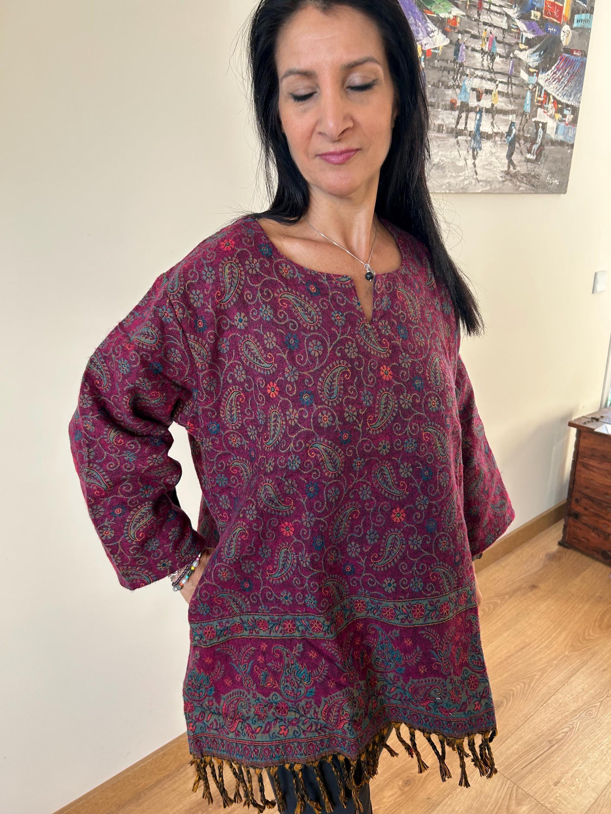 Wool Kurti,wool tunic,gifts for her, Christmas gift,mom postpartum gift,winter tunic,resort wear, loungewear,boho kurti,