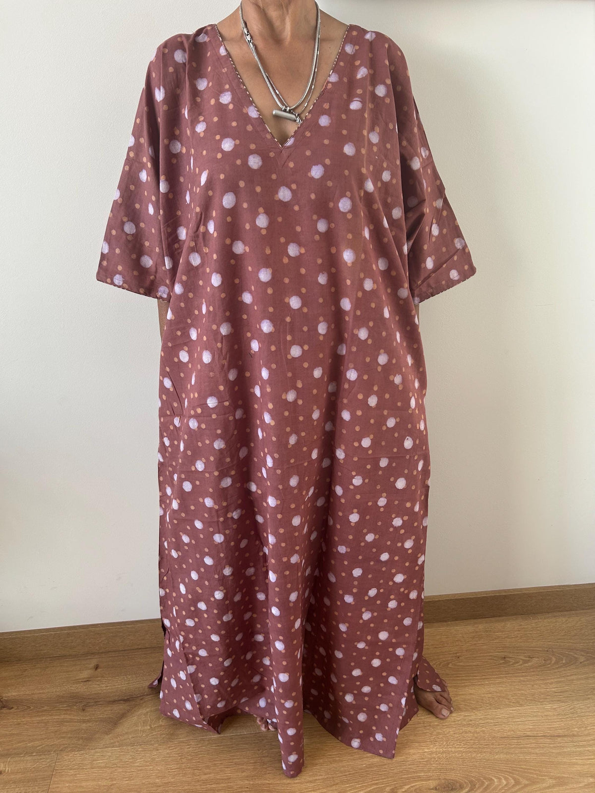 Polka  check cotton kaftan,caftan, resort wear,loungewear,gifts for her,boho dress,a line dress,block print dress
