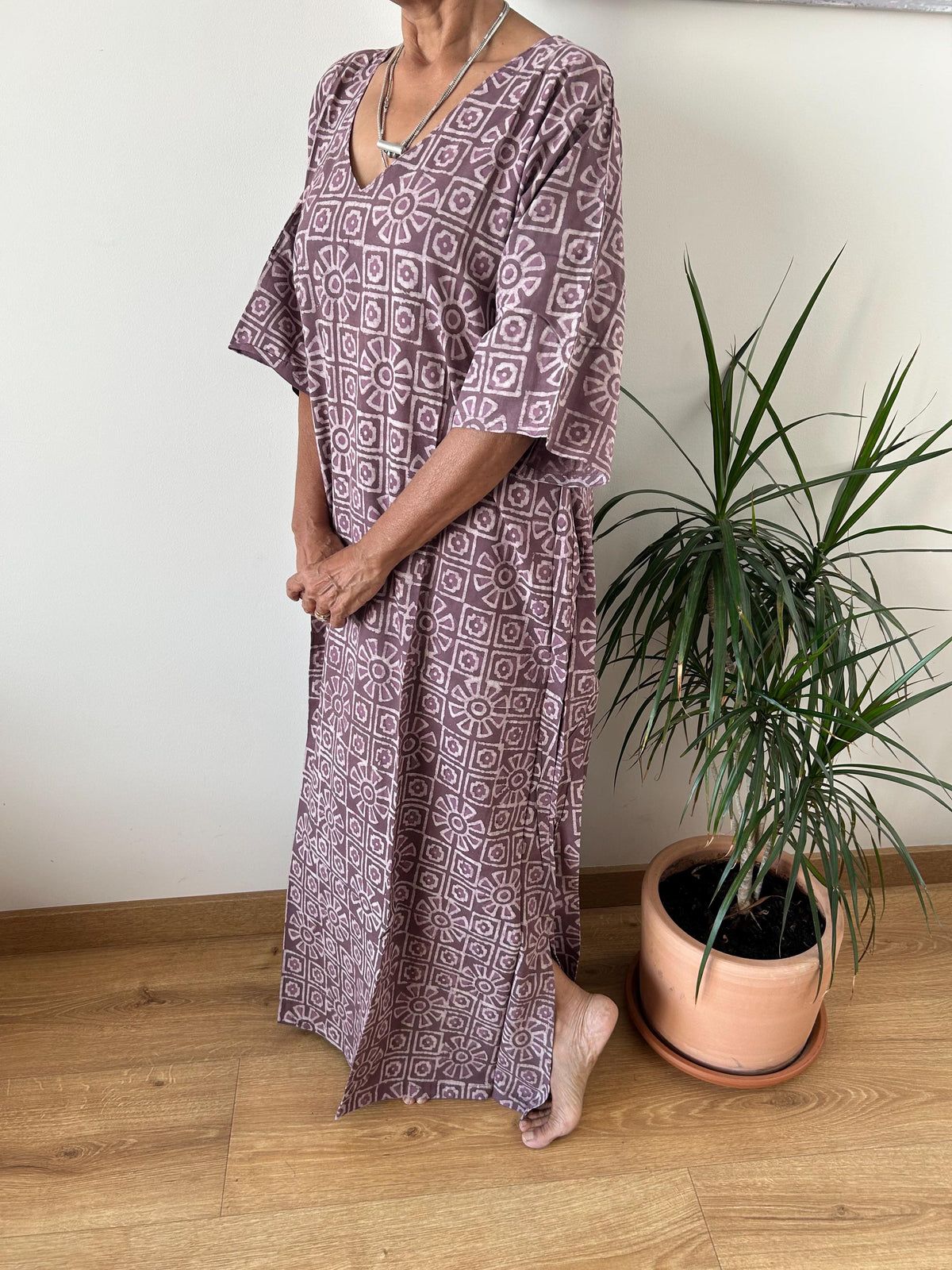 Purple cotton kaftan,caftan, resort wear,loungewear,gifts for her,boho dress,a line dress,block print dress